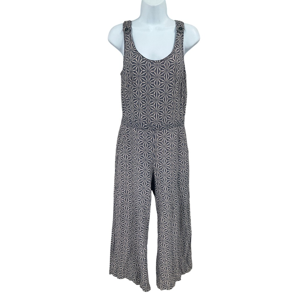 Elevenses Jumpsuit Womens XS Blue Cotton Starburst Geometric Cutout Back Boho